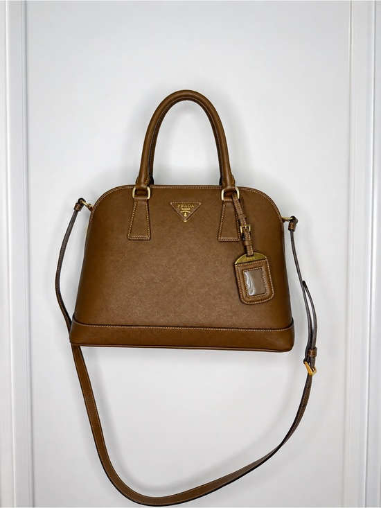 Prada Handbags - Prada Brown Saffiano Lux Satchel (Camel)